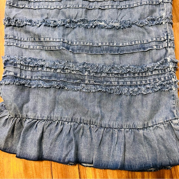 Easel Blue Ruffled Wide-Leg Pants - Picture 2 of 8